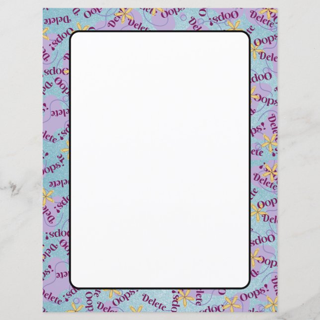 8.5" x 11" Sheets of Paper Stationary OOPS! Delete (Front)