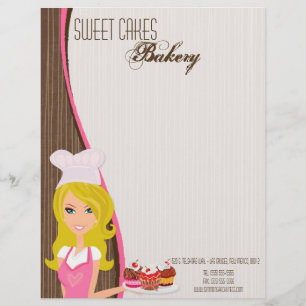 8.5x11 Blonde Baker Pink Brow Cup Cake Letter Head Personalised Letterhead