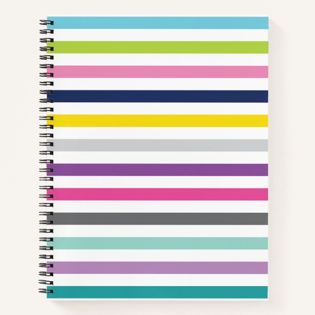 8.5x11 Spiral Notebook Bright and Cheerful Stripes (Front)