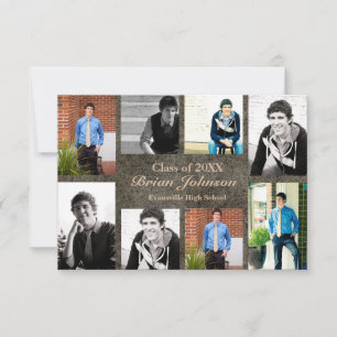 8/9 Photos Graduation Announcement-3x5 Leather Invitation