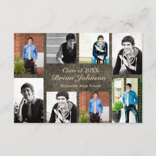 8/9 Photos Graduation Announcement-3x5 Leather Invitation