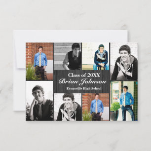 8/9 Photos Grey Wood - 3x5 Graduation Announcement