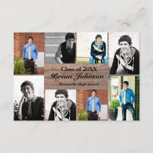 8/9 Photos Wood - 3x5 Graduation Announcement