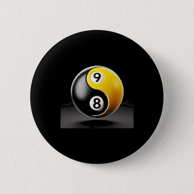 8 Ball 9 Ball Pool Billiards Player  6 Cm Round Badge (Front)