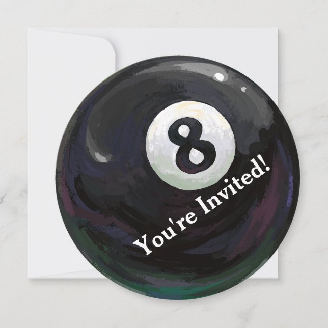 8 Ball Art Birthday Party Round Invitation (Front)