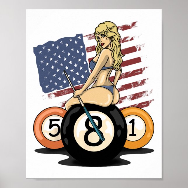 8 Ball Billiard Pool Player Eight Ball Billiards  Poster (Front)