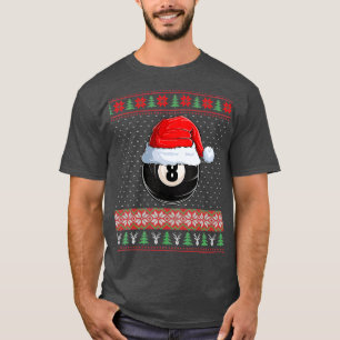 8 Ball Billiard Santa Hat Christmas Funny Ball San T-Shirt