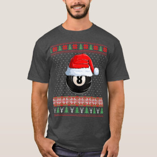 8 Ball Billiard Santa Hat Christmas Funny Ball San T-Shirt