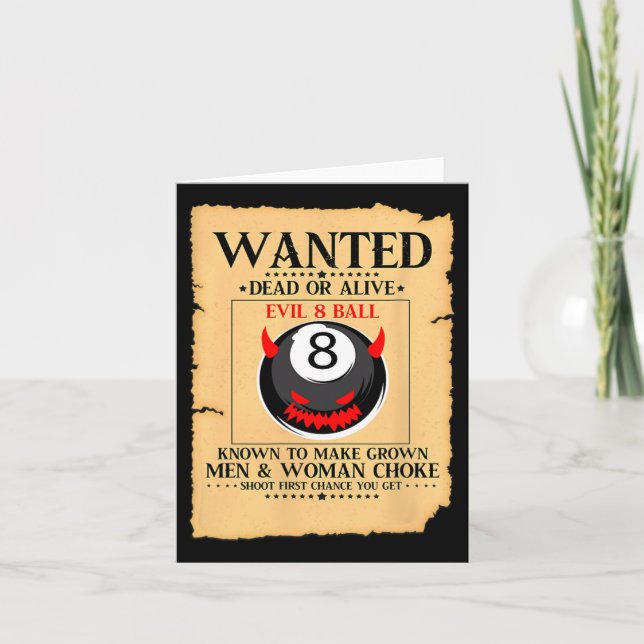 8 Ball Billiards Billiard Pool Player Snooker  Card (Front)