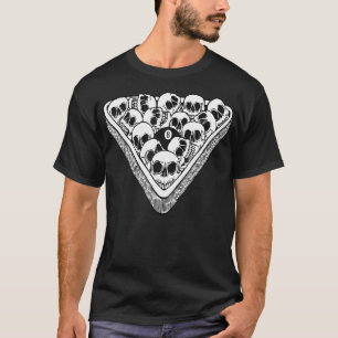 8 Ball Billiards Skull Blackwork Flash T-Shirt
