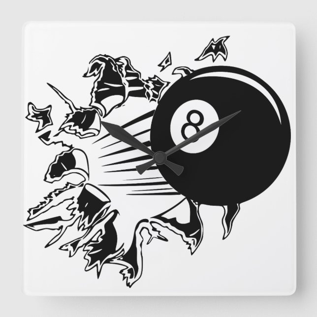 8-Ball Breakthrough Square Wall Clock (Front)