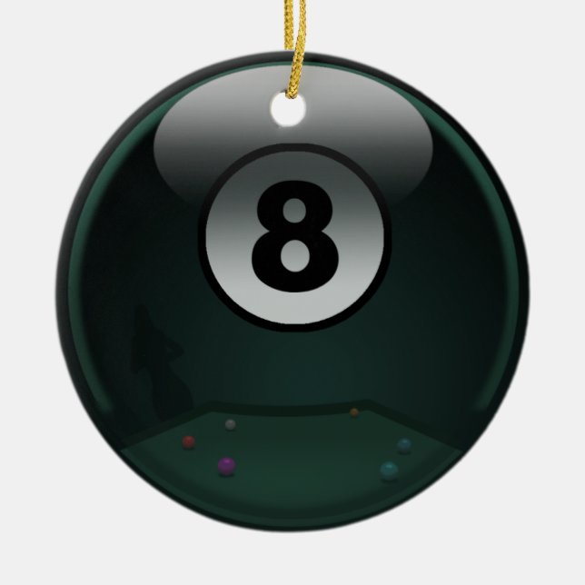 8-Ball Ceramic Tree Decoration (Front)