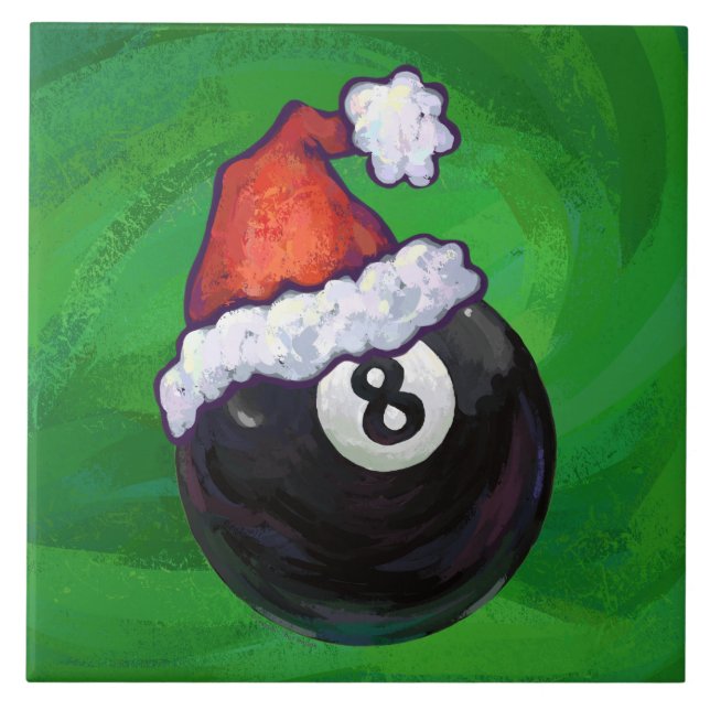 8 Ball Christmas Green Ceramic Tile (Front)