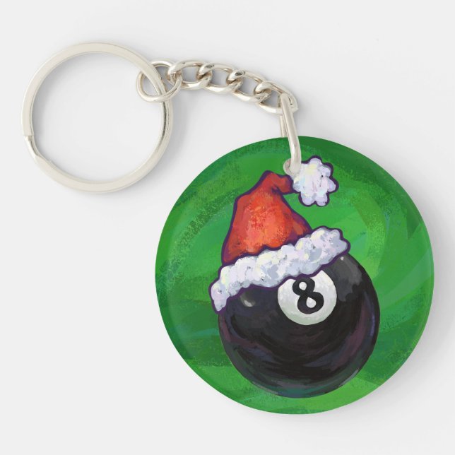 8 Ball Christmas Green Key Ring (Front)