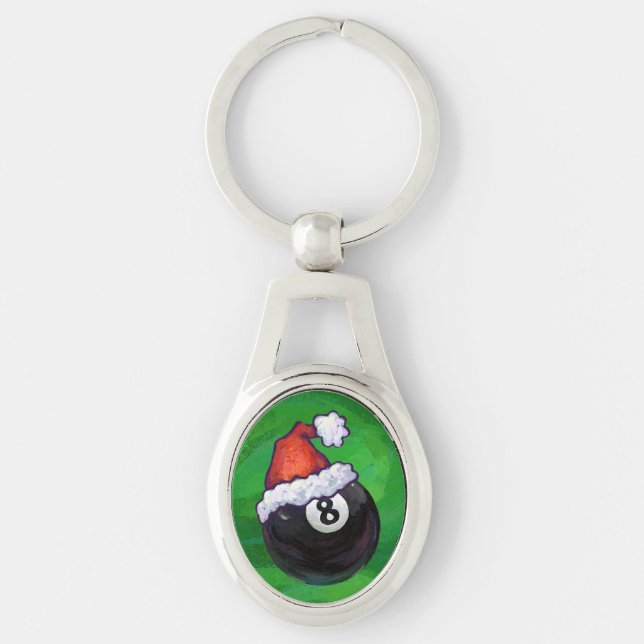 8 Ball Christmas Green Key Ring (Front)