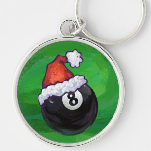 8 Ball Christmas Green Key Ring