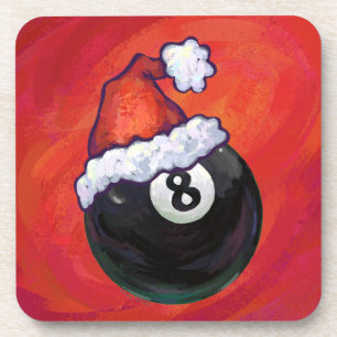 8 Ball Christmas Red Hat Coaster