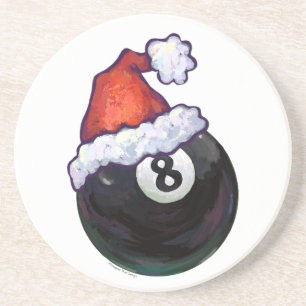 8 Ball Christmas Red Hat Coaster