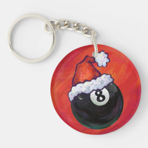 8 Ball Christmas Red Hat Key Ring