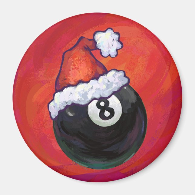 8 Ball Christmas Red Hat Magnet (Front)