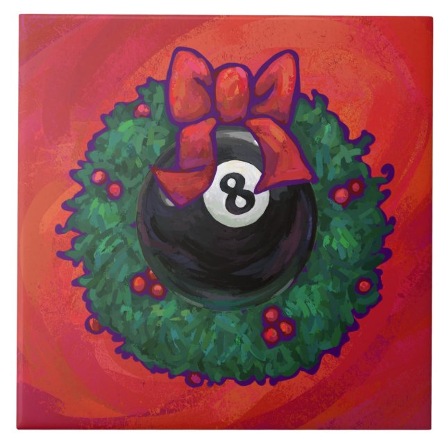 8 Ball Christmas Wheath Red Ceramic Tile (Front)