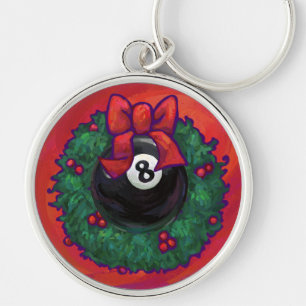 8 Ball Christmas Wheath Red Key Ring