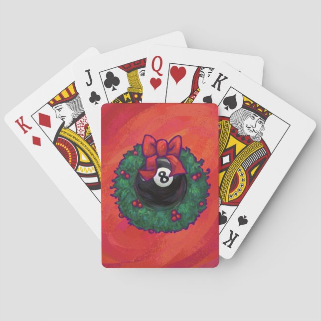 8 Ball Christmas Wheath Red Playing Cards (Back)