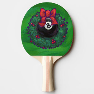 8 Ball Christmas Wreath Green Ping Pong Paddle