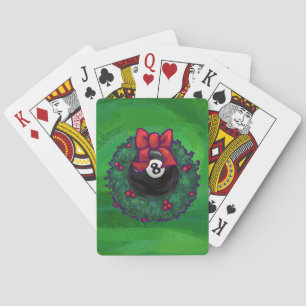 8 Ball Christmas Wreath Green Playing Cards
