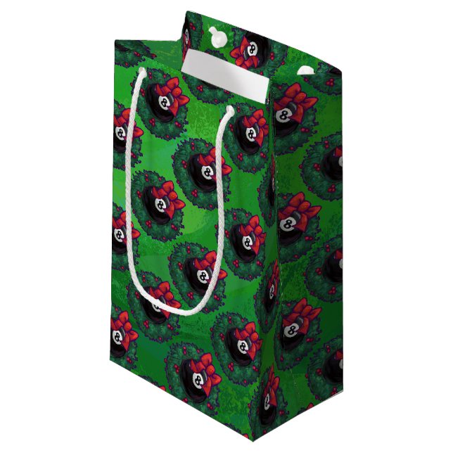 8 Ball Christmas Wreath Small Gift Bag (Front Angled)