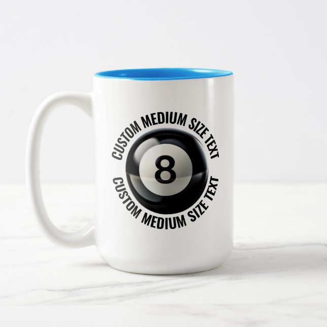 8 Ball & Medium Text LIGHT BLUE 15oz Custom Two-Tone Coffee Mug (Left)