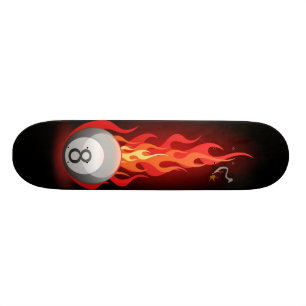 8 Ball On Fire Skateboard