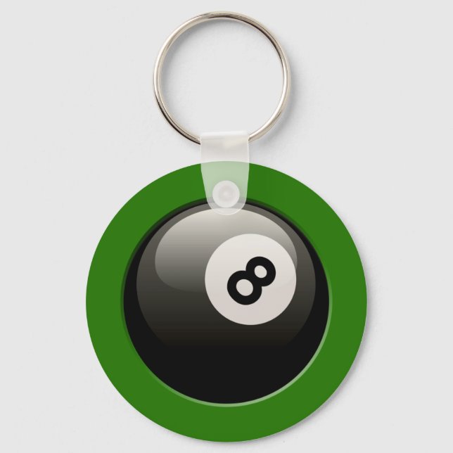 8 BALL ON GREEN BACKGROUND KEY RING (Front)