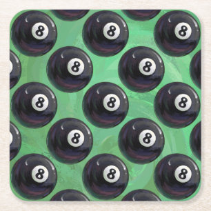 8 Ball Pattern Square Paper Coaster