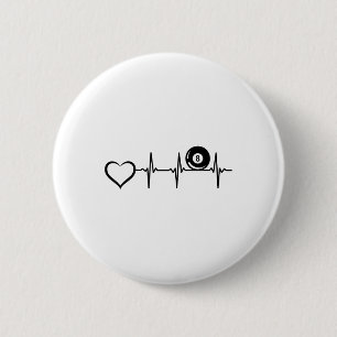 8-ball Pool Billiards - Billiard Heartbeat Heart 6 Cm Round Badge
