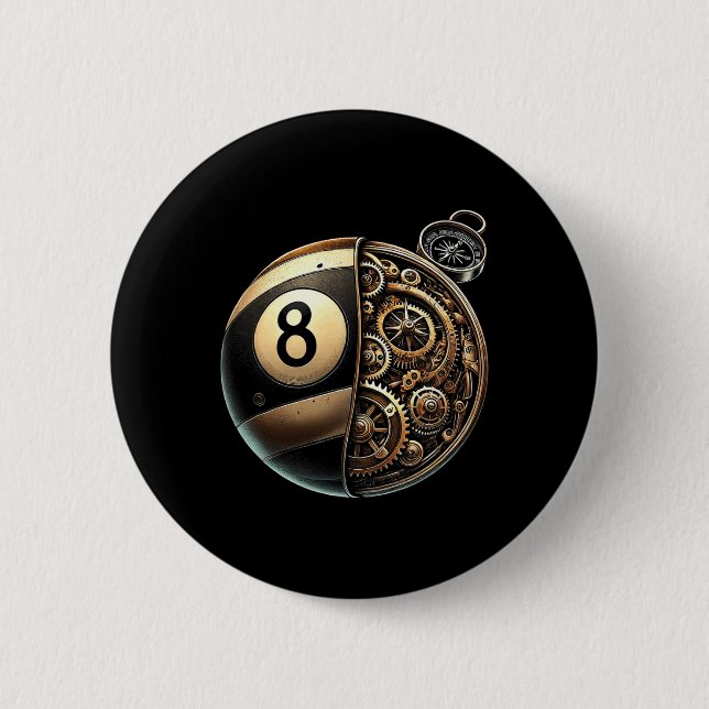 8 Ball Pool Billiards Player  6 Cm Round Badge (Front)