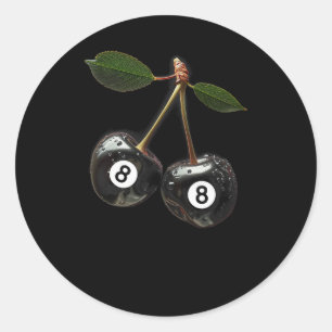 8 Ball Pool Billiards Player Cherries  Classic Round Sticker