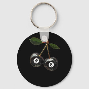 8 Ball Pool Billiards Player Cherries  Key Ring