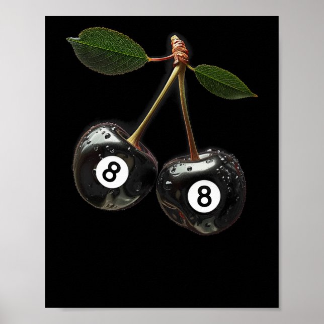 8 Ball Pool Billiards Player Cherries  Poster (Front)