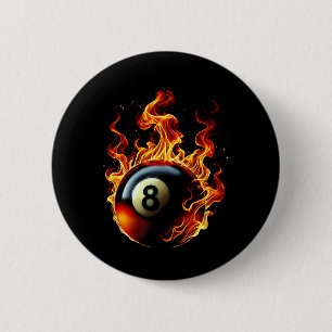 8 Ball Pool Billiards Player Flame 6 Cm Round Badge