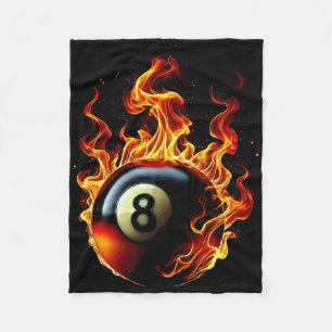 8 Ball Pool Billiards Player Flame  Fleece Blanket