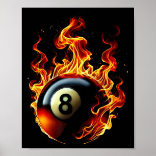 8 Ball Pool Billiards Player Flame Poster