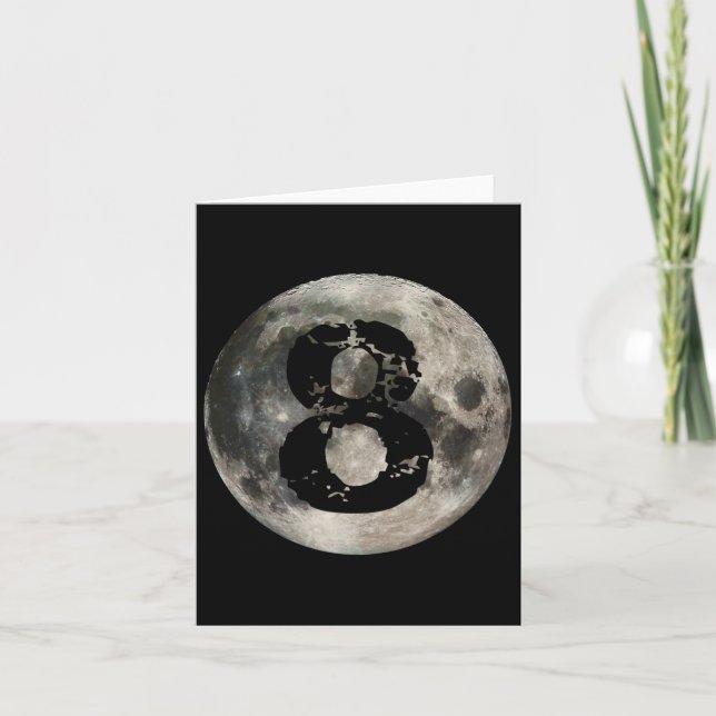 8 Ball Pool Billiards Player Full Moon  Card (Front)