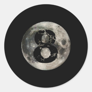 8 Ball Pool Billiards Player Full Moon Classic Round Sticker