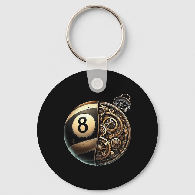 8 Ball Pool Billiards Player  Key Ring (Front)