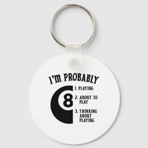 8-ball Pool Player Billiards Novelty Gift Key Ring