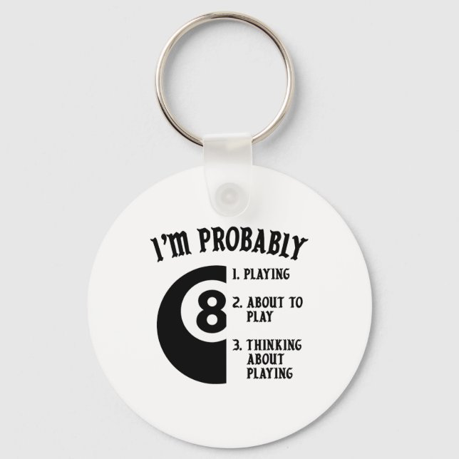 8-ball Pool Player Billiards Novelty Gift  Key Ring (Front)