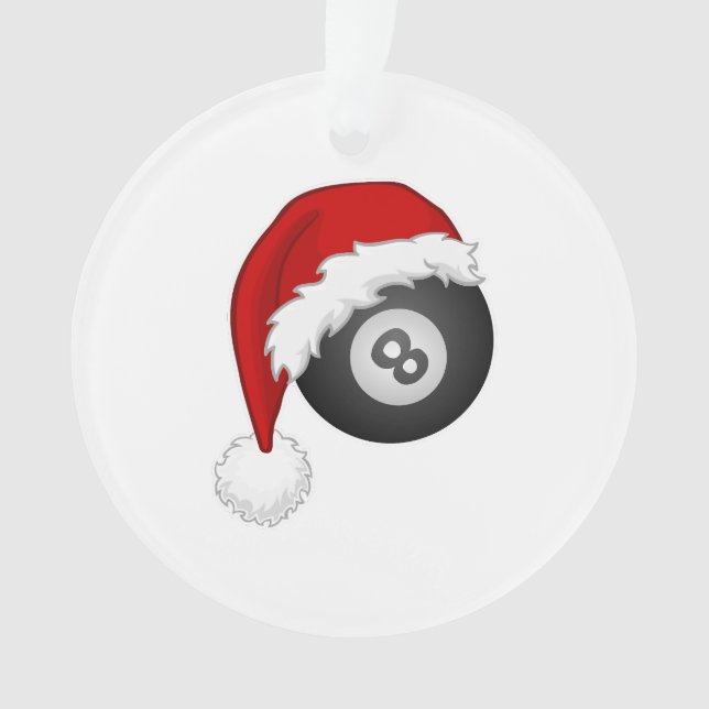 8 Ball Santa hat Funny christmas billiards snooker Ornament (Front)