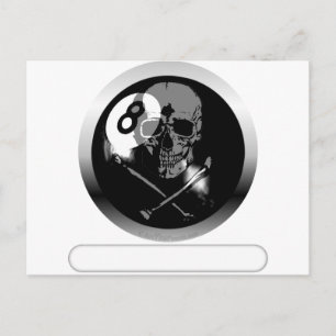 8 Ball Skull and Crossbones Postcard