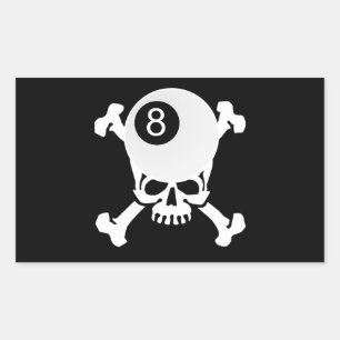 8 ball skull rectangular sticker